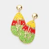 Fashnzfab Cactus Bead Cluster Teardrop Dangle Earrings - Multi In Multi