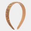 Fashnzfab Calf Genuine Leather Zebra Print Headband In Brown