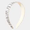 Fashnzfab Calf Genuine Leather Zebra Print Headband In White