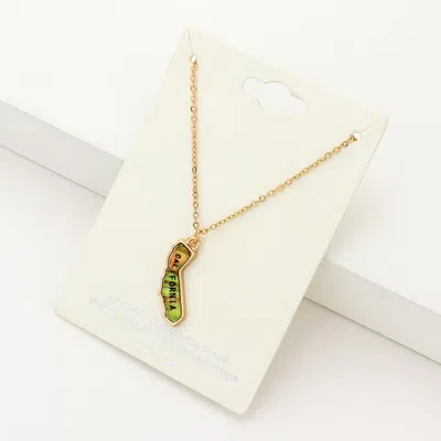 Fashnzfab California State Map Abalone Pendant Necklace In Gold