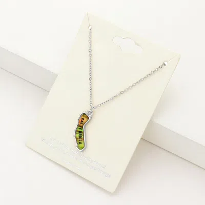Fashnzfab California State Map Abalone Pendant Necklace In Multi
