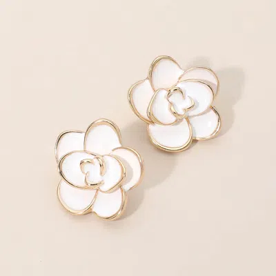 Fashnzfab Camellia Flower Stud Earrings In Multi