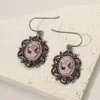 Fashnzfab Cameo Accented Floral Metal Dangle Earrings In Purple