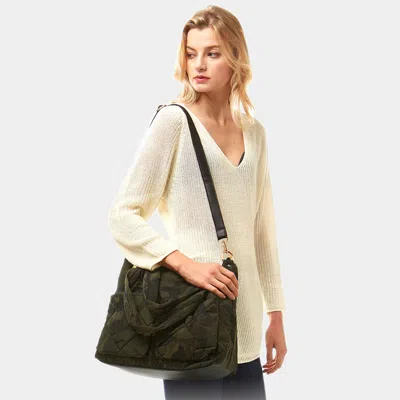 Fashnzfab Camo Puffer Tote Bag In Green