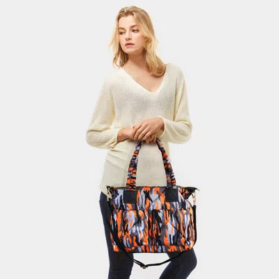 Fashnzfab Camo Puffer Tote Bag In Orange