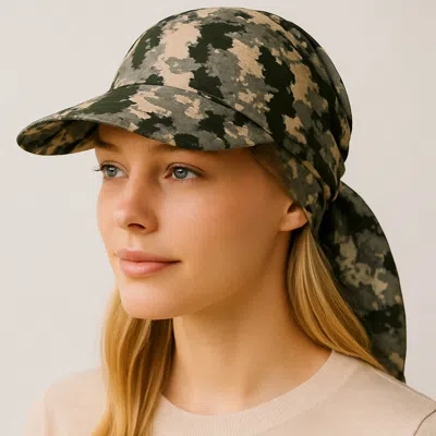 Fashnzfab Camouflage Pattern Bow Back Scarf Baseball Cap In Multi