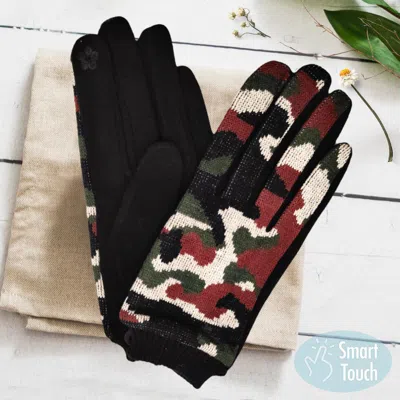 Fashnzfab Camouflage Patterned Smart Gloves In Black