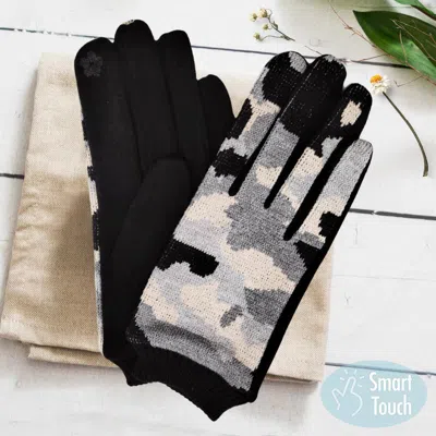Fashnzfab Camouflage Patterned Smart Gloves In Black