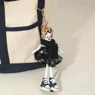 Fashnzfab Camouflage Skirt Trendy Doll Keychain / Bag Charm In Black