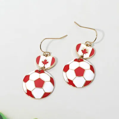 Fashnzfab Canada Flag Soccer Ball Link Drop Earrings In Multi