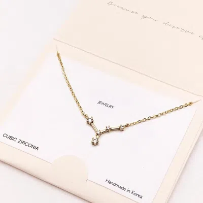 Fashnzfab Cancer Cz Embellished Zodiac Sign Pendant Necklace In Gold