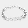 Fashnzfab Candy Nameplate Link Bracelet Rhodium In Multi