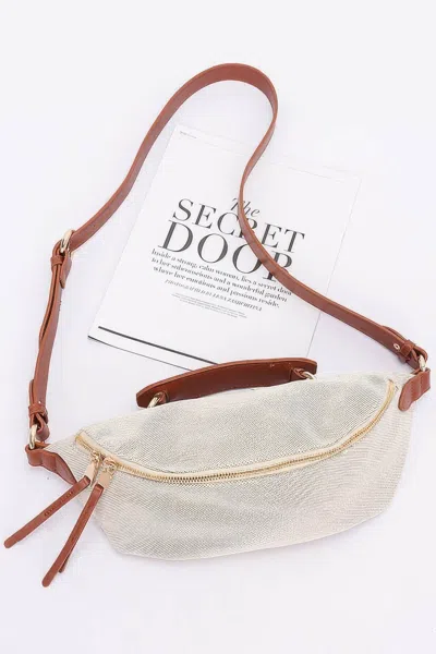 Fashnzfab Canvas Crossbody Bag In Brown