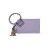 FASHNZFAB CANVAS CUFF HANDLE TASSEL WRISTLET CLUTCH