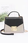 Fashnzfab Canvas Top Handle Flap Bag In Black