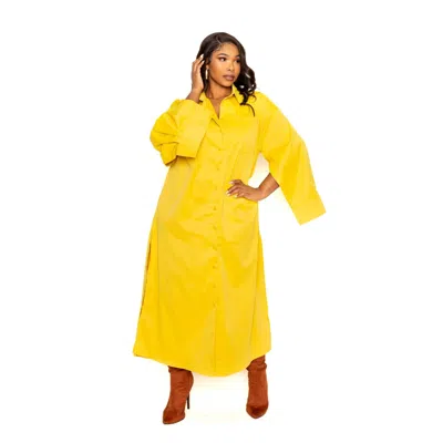 Fashnzfab Cape Sleeve Shirt Dress In Yellow