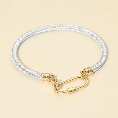 Fashnzfab Carabiner Accent Twisted Cable Bangle Bracelet In Pattern