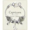 Fashnzfab Carpicorn - Horoscope Symbol Zodiac Charm Beaded Bracelet Silver In Silver