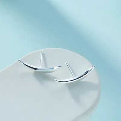Fashnzfab Cartilage Crescent Moon Earrings (pair) In Silver