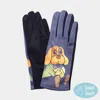 Fashnzfab Cartoon Puppy Printed Smart Touch Gloves In Blue