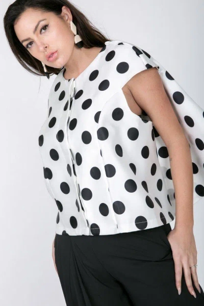 Fashnzfab Cascade Ruffle Detail Polka Dot Print Top In Multi