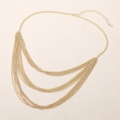 Fashnzfab Cascading Multi Layered Statement Necklace In Gold