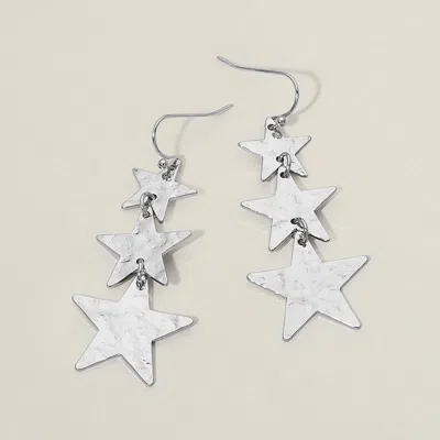 Fashnzfab Cascading Textured Star Link Drop Earrings In Multi