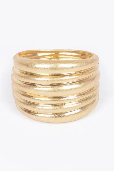 Fashnzfab Cast Metal Cuff Bracelet Gold Finish