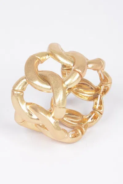 Fashnzfab Cast Metal Spring Hinge Cuff In Gold