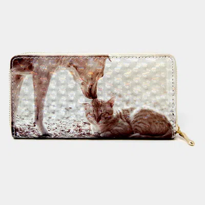 Fashnzfab Cat And Dog 3d Hologram Wallet In White