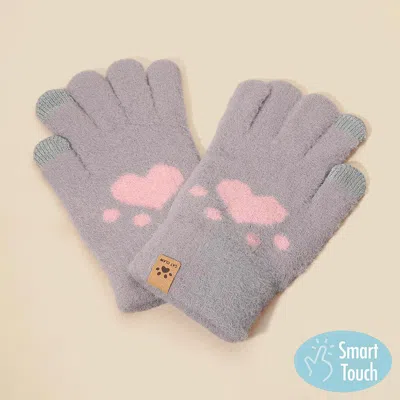 Fashnzfab Cat Paw Pointed Smart Touch Gloves In Gray