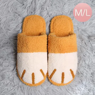 Fashnzfab Cat Paw Soft Home Indoor Floor Slippers Yellow M/l