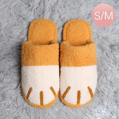 Fashnzfab Cat Paw Soft Home Indoor Floor Slippers Yellow S/m