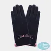 Fashnzfab Cat Pointed Faux Suede Smart Touch Gloves In Black