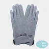 Fashnzfab Cat Pointed Faux Suede Smart Touch Gloves In Gray