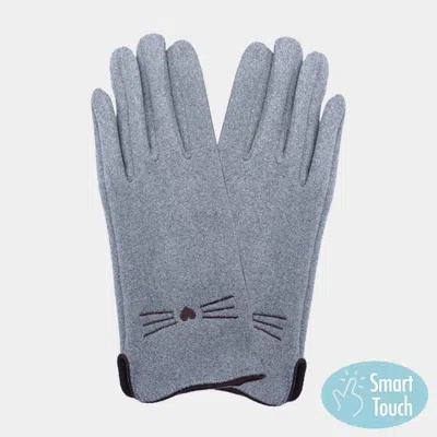 Fashnzfab Cat Pointed Faux Suede Smart Touch Gloves In Gray