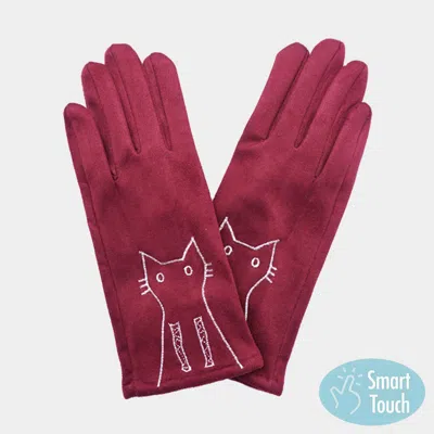 Fashnzfab Cat Pointed Faux Suede Smart Touch Gloves In Brown