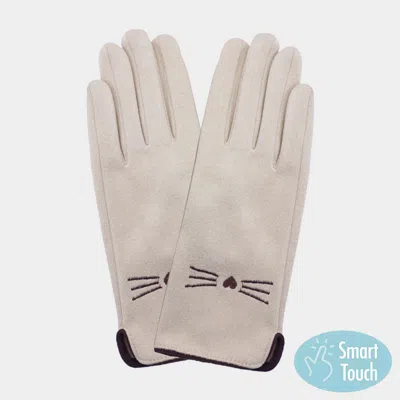 Fashnzfab Cat Pointed Faux Suede Smart Touch Gloves In White