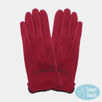 Fashnzfab Cat Pointed Faux Suede Smart Touch Gloves In White