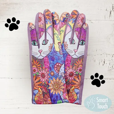 Fashnzfab Cat Printed Smart Gloves In Multi
