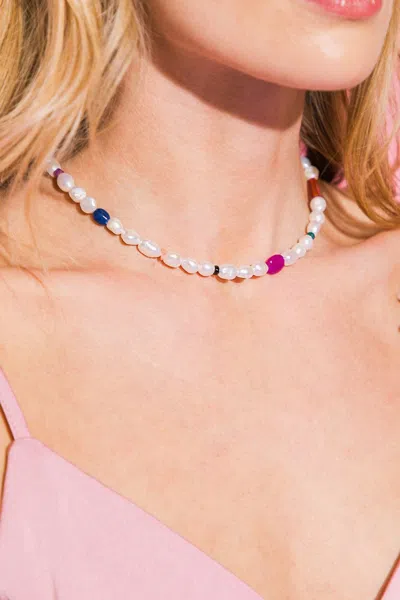 Fashnzfab Cece Pearl Necklace In White