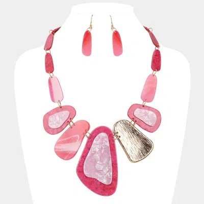 Fashnzfab Celluloid Acetate Abstract Oval Link Statement Necklace In Multi