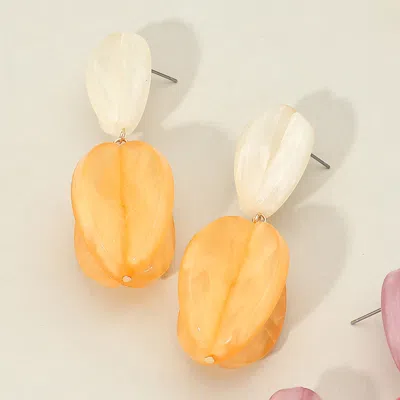 Fashnzfab Celluloid Acetate Bold Geometric Flower Bud Dangle Earrings In Yellow