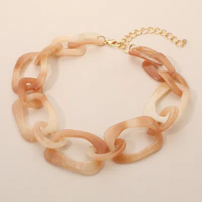 Fashnzfab Celluloid Acetate Chunky Abstract Link Necklace In Gold