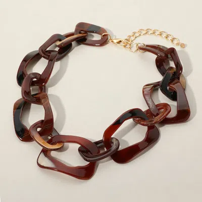Fashnzfab Celluloid Acetate Chunky Abstract Link Necklace In Gold