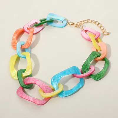 Fashnzfab Celluloid Acetate Chunky Abstract Link Necklace In Multi