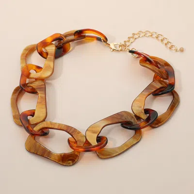 Fashnzfab Celluloid Acetate Chunky Abstract Link Necklace In Multi