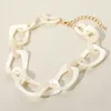 Fashnzfab Celluloid Acetate Chunky Abstract Link Necklace In White