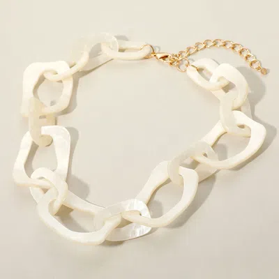 Fashnzfab Celluloid Acetate Chunky Abstract Link Necklace In White