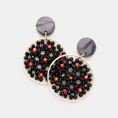 Fashnzfab Celluloid Acetate Faceted Bead Round Link Dangle Earrings In Black